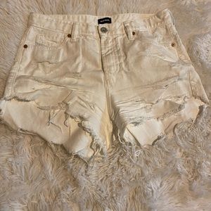 Diesel Cut Off White Denim Shorts